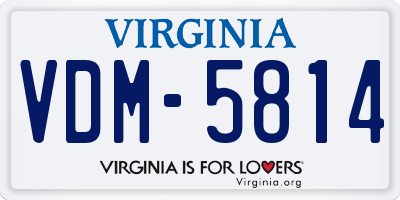 VA license plate VDM5814