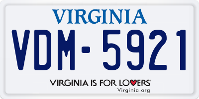 VA license plate VDM5921