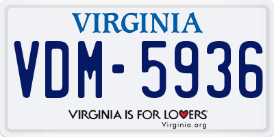 VA license plate VDM5936