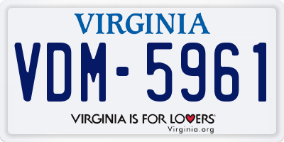 VA license plate VDM5961