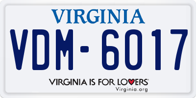 VA license plate VDM6017