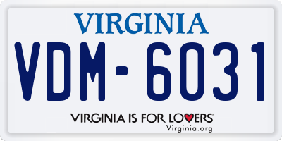 VA license plate VDM6031