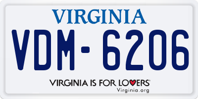VA license plate VDM6206