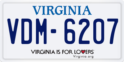 VA license plate VDM6207