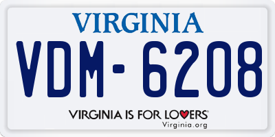 VA license plate VDM6208
