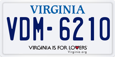 VA license plate VDM6210