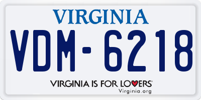 VA license plate VDM6218