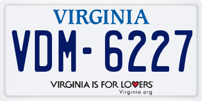 VA license plate VDM6227