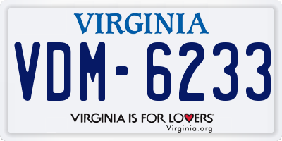 VA license plate VDM6233