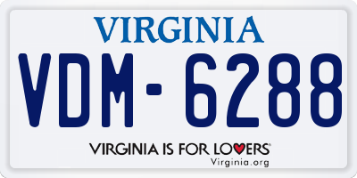 VA license plate VDM6288