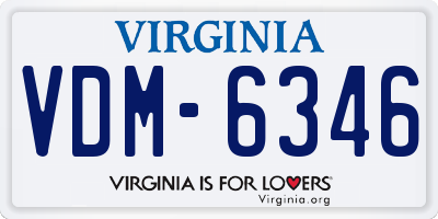 VA license plate VDM6346