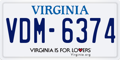 VA license plate VDM6374