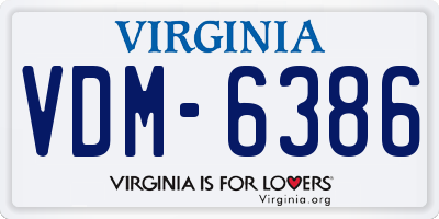 VA license plate VDM6386