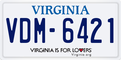 VA license plate VDM6421