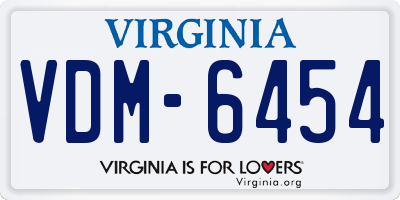 VA license plate VDM6454