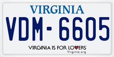 VA license plate VDM6605