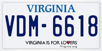 VA license plate VDM6618