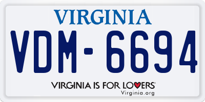VA license plate VDM6694