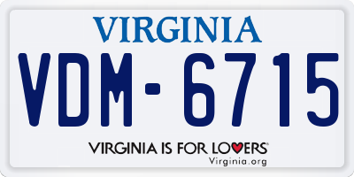 VA license plate VDM6715