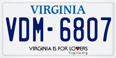 VA license plate VDM6807