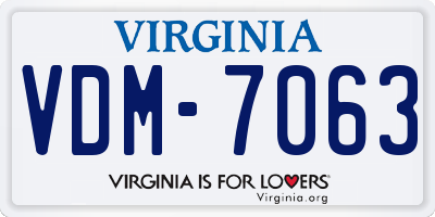 VA license plate VDM7063