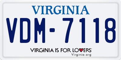 VA license plate VDM7118