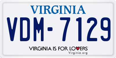 VA license plate VDM7129