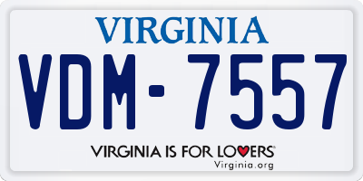 VA license plate VDM7557