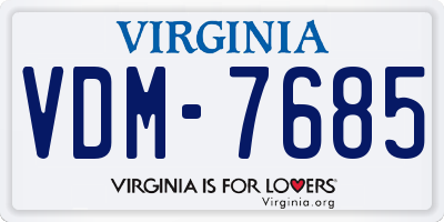 VA license plate VDM7685