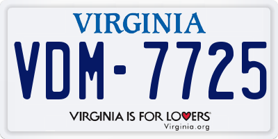 VA license plate VDM7725