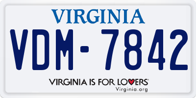 VA license plate VDM7842