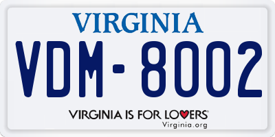 VA license plate VDM8002