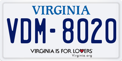VA license plate VDM8020