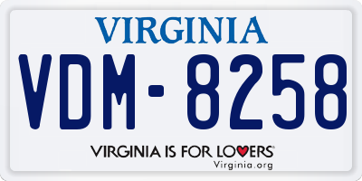 VA license plate VDM8258