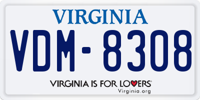 VA license plate VDM8308