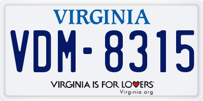 VA license plate VDM8315