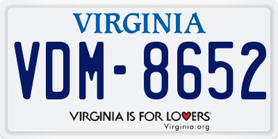 VA license plate VDM8652