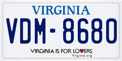 VA license plate VDM8680