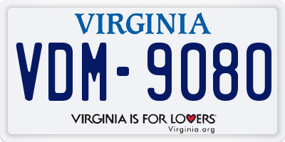 VA license plate VDM9080