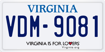 VA license plate VDM9081