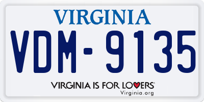 VA license plate VDM9135