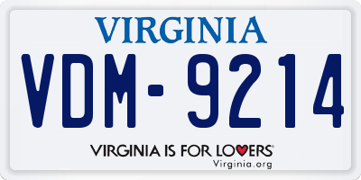 VA license plate VDM9214