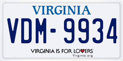 VA license plate VDM9934