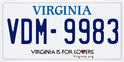 VA license plate VDM9983