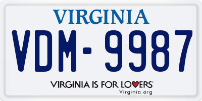 VA license plate VDM9987