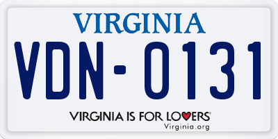 VA license plate VDN0131