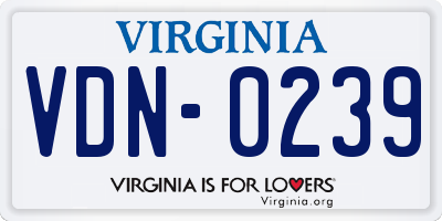 VA license plate VDN0239