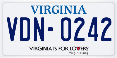 VA license plate VDN0242