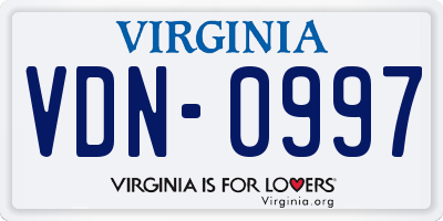 VA license plate VDN0997