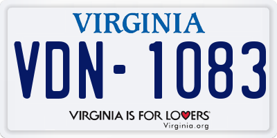 VA license plate VDN1083